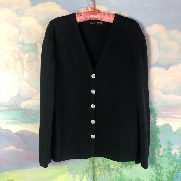 St John Evening Black Knit Cardigan 